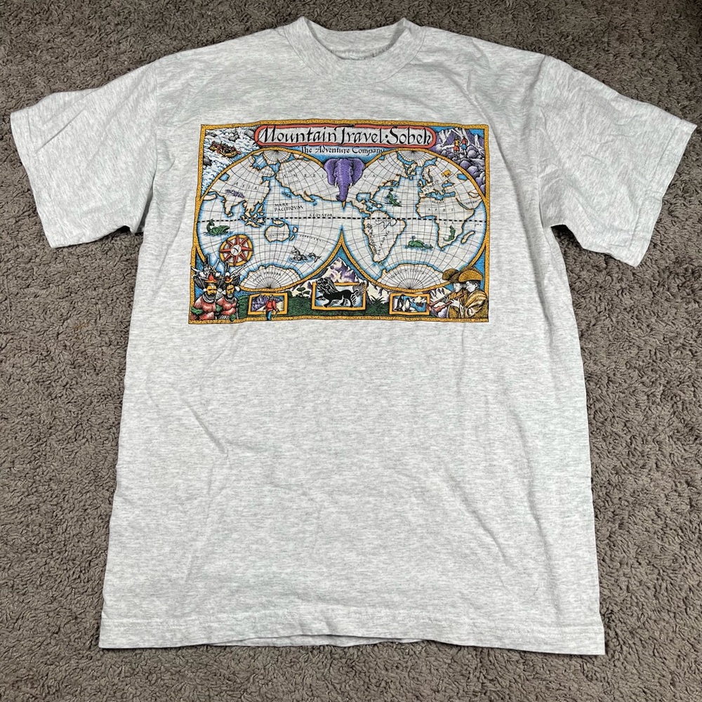 Vintage Sobek Travel T-Shirt Adult L Gray Single Stitch Nature Travel Cotton USA